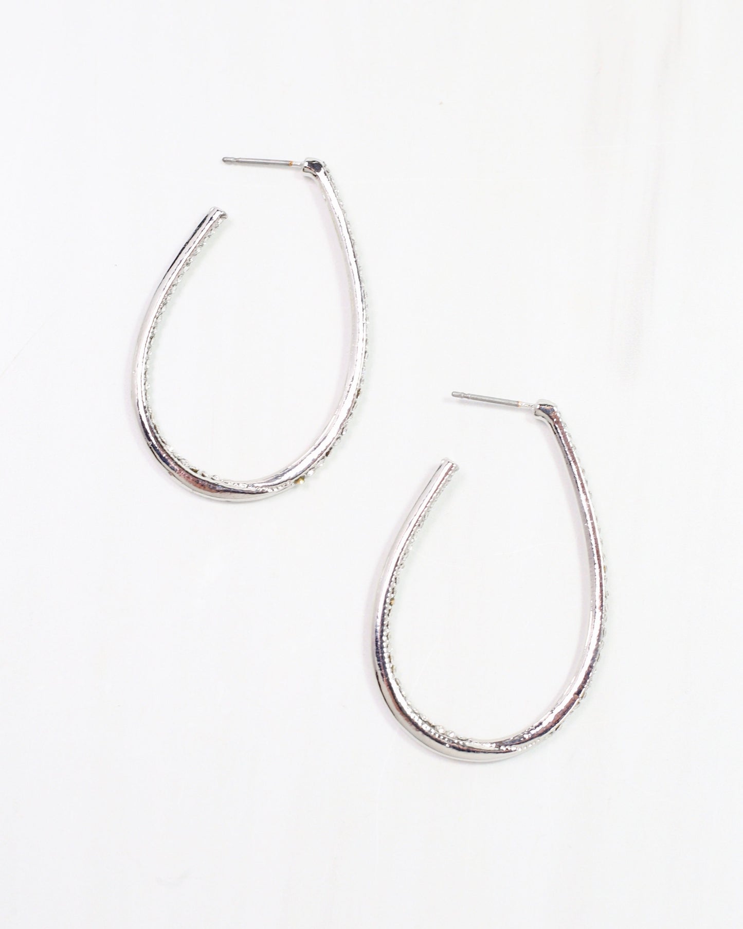 Bethie Crystal Oval Hoop Silver