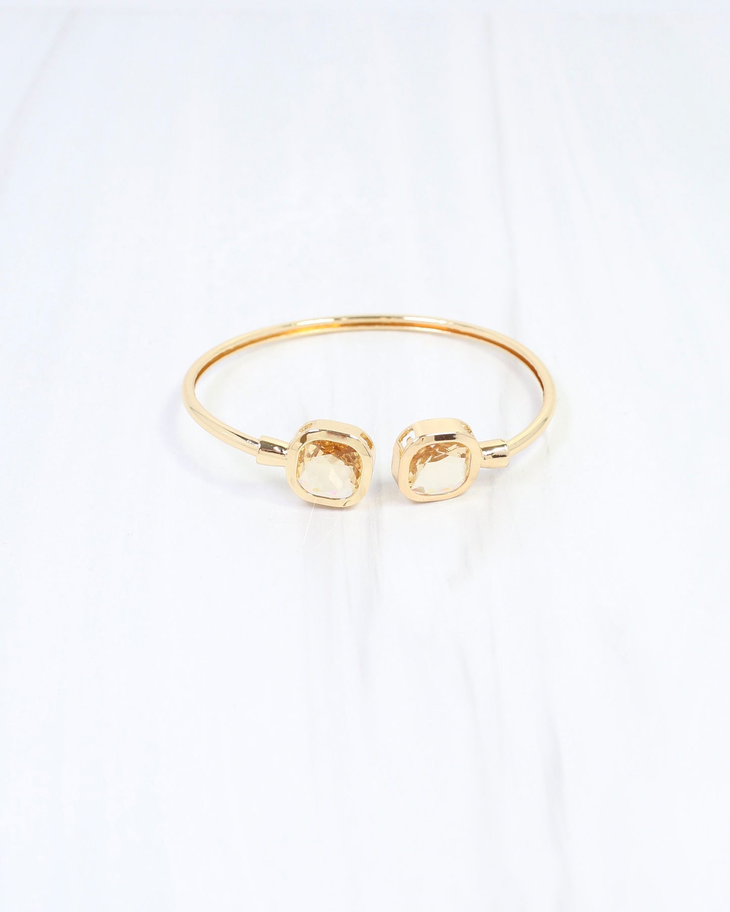 Kira Square Crystal Cuff Bracelet Champagne