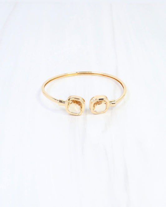 Kira Square Crystal Cuff Bracelet Champagne