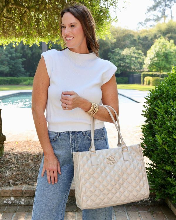 Hailey Tote Pearl Quilted DQ