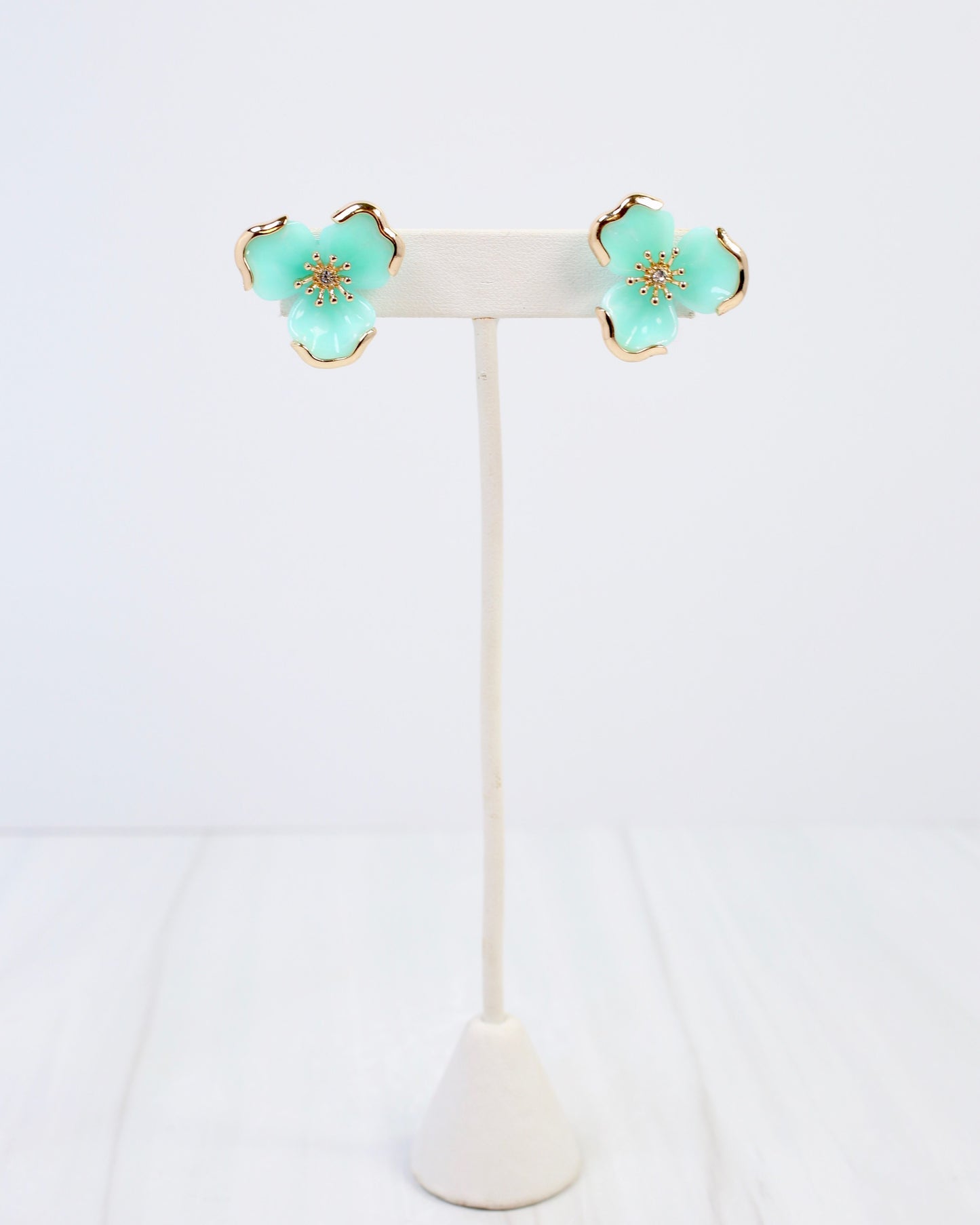 Eveleth Flower Post Earring Aqua