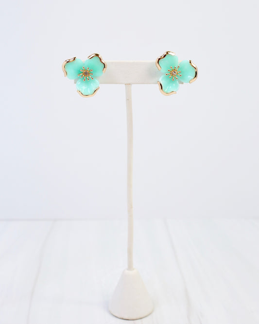 Eveleth Flower Post Earring Aqua