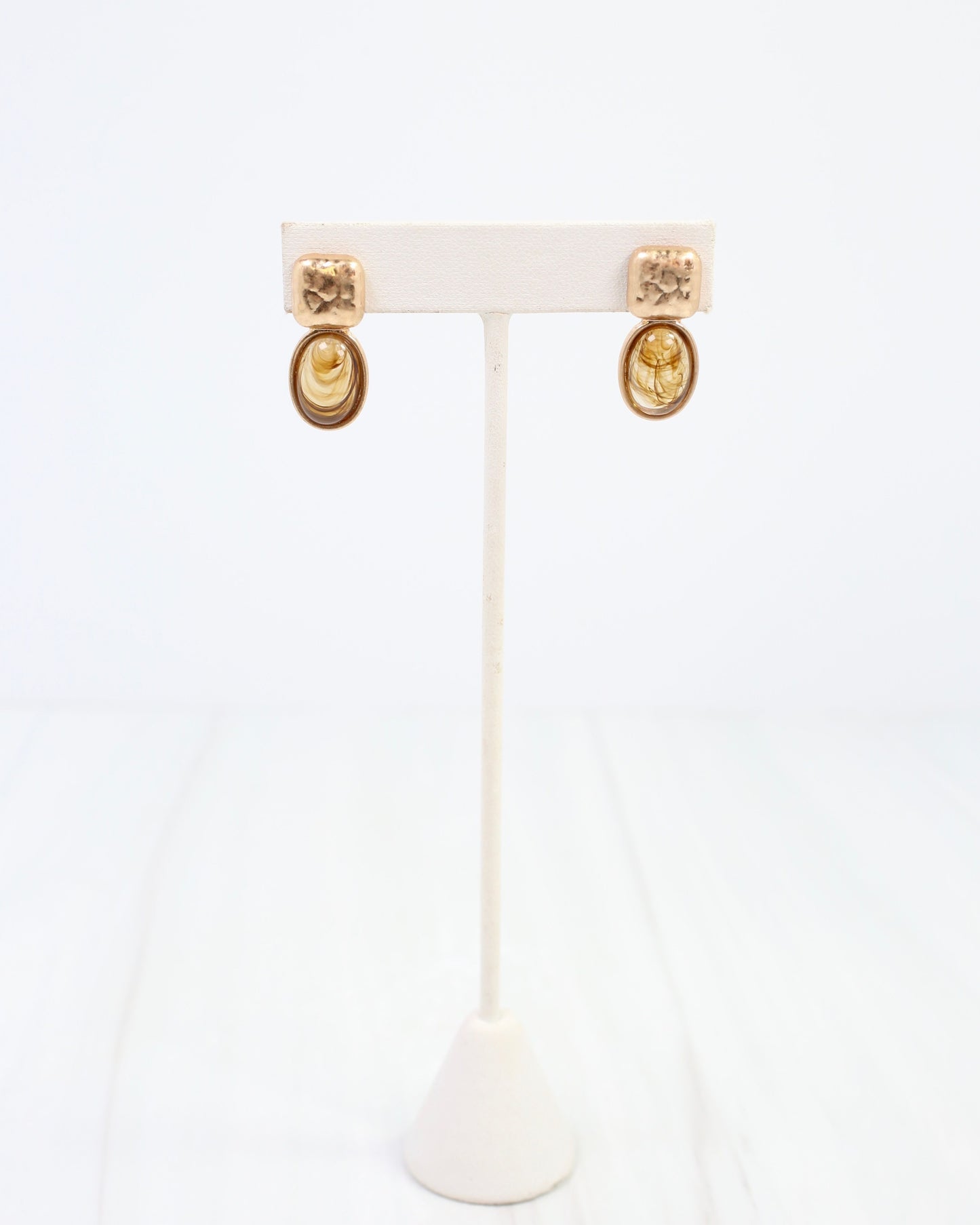 Mindy Textured Gold Drop Earring Tortoise