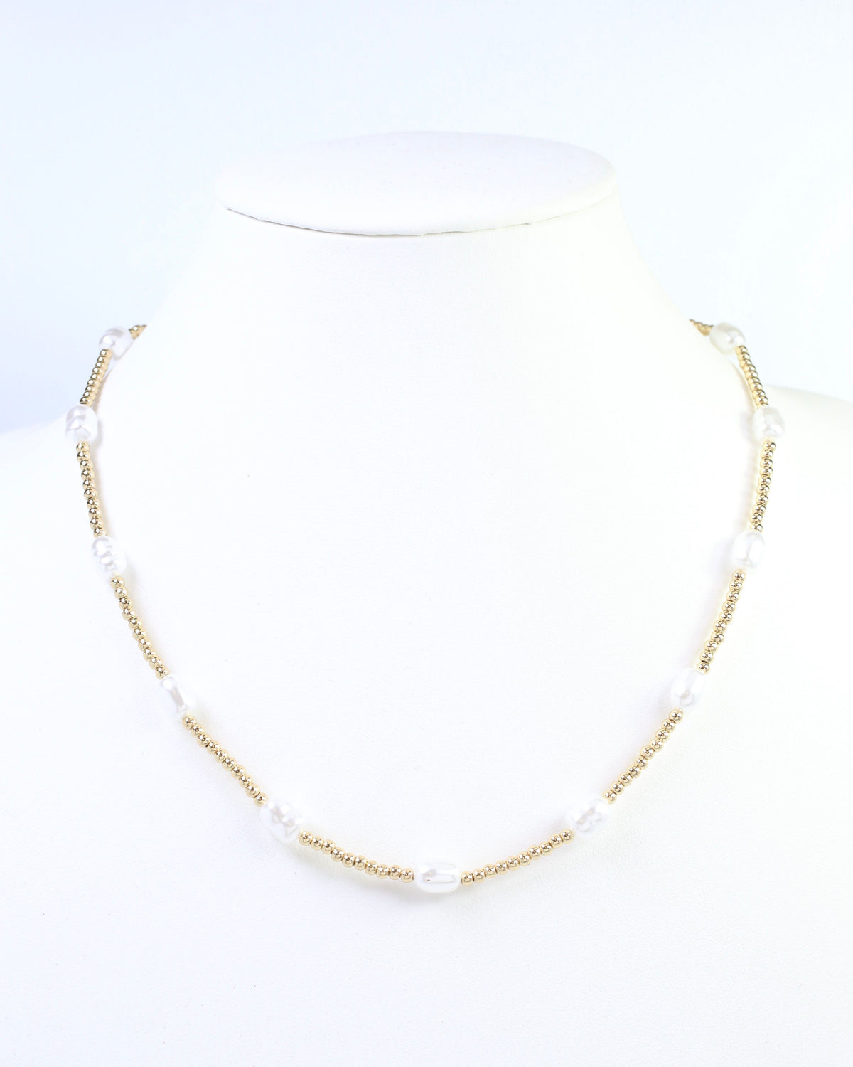Sofie Bead and Pearl Necklace Gold