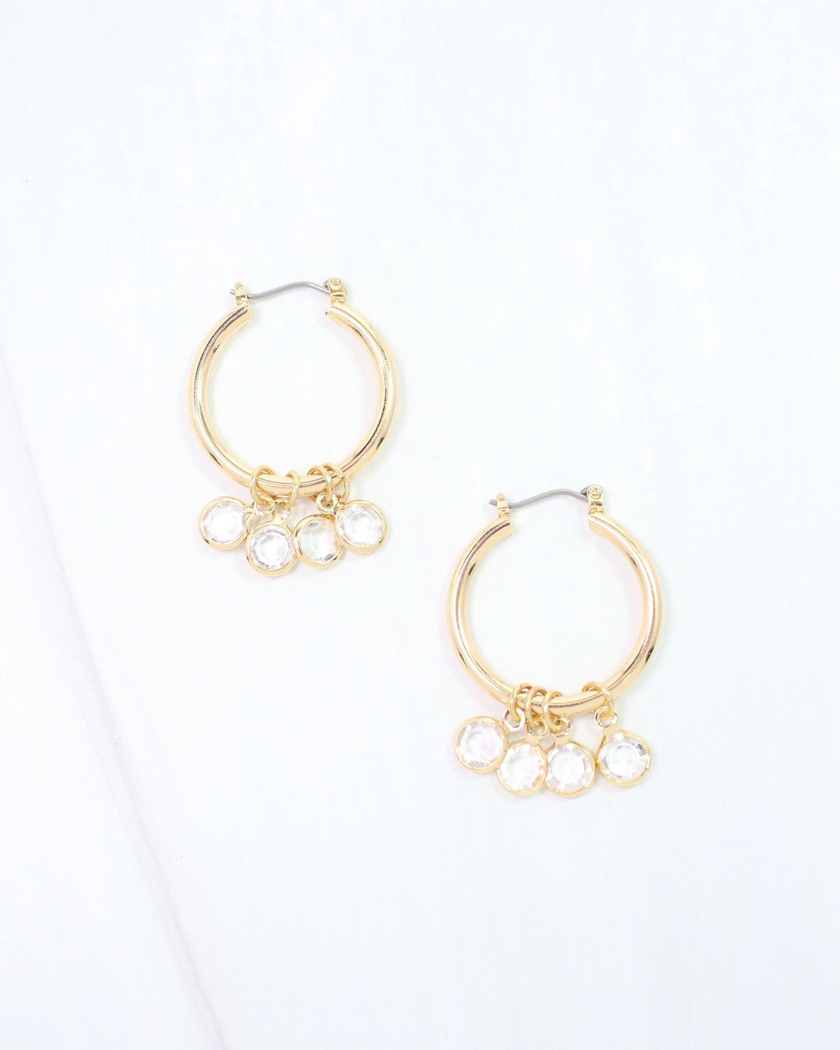 Saylor Crystal Dangle Hoop Earring Gold