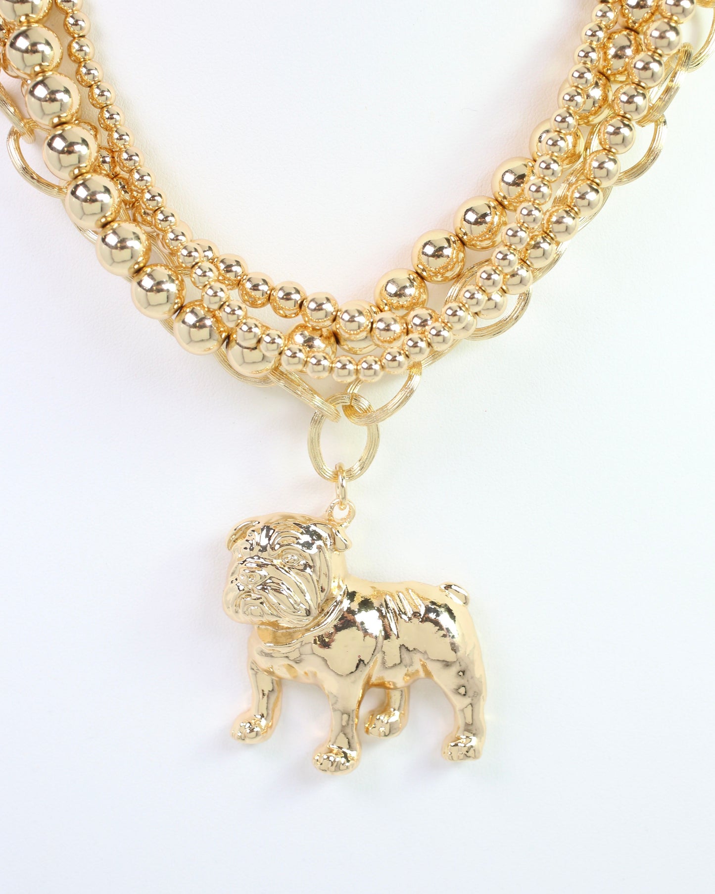 Bree Beaded Layered Necklace Standing Dog Gold