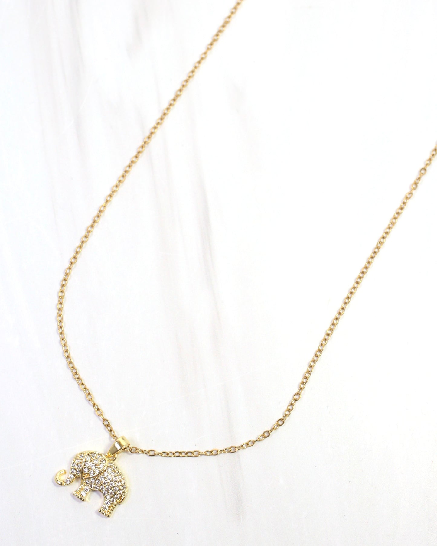 Heidi CZ Elephant Necklace WR Gold