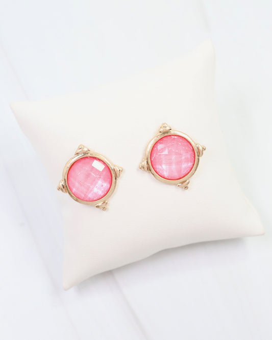 Rochester Faceted Stud Earring Pink