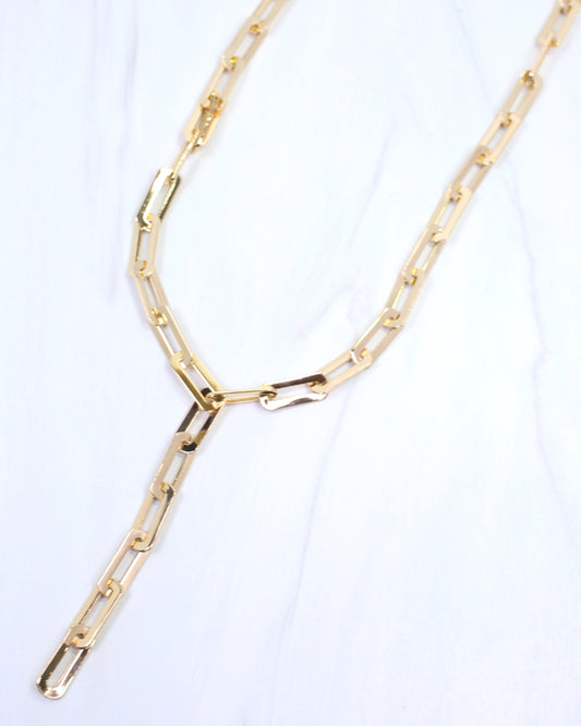 Clare Clip Link Y Necklace Gold