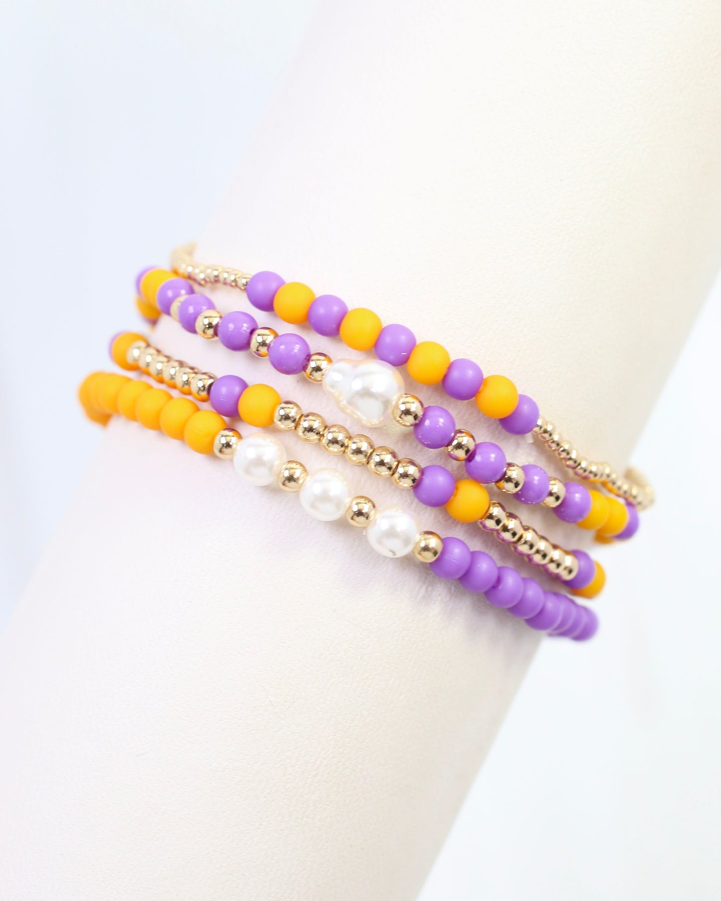 Josie Beaded Bracelet Set Purple Gold