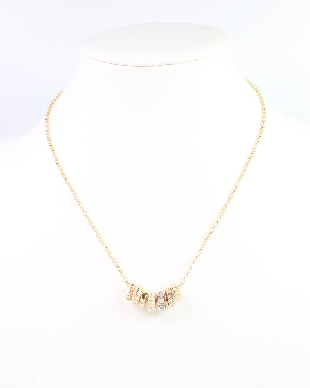 Arabella Circle Charm Necklace Pearl