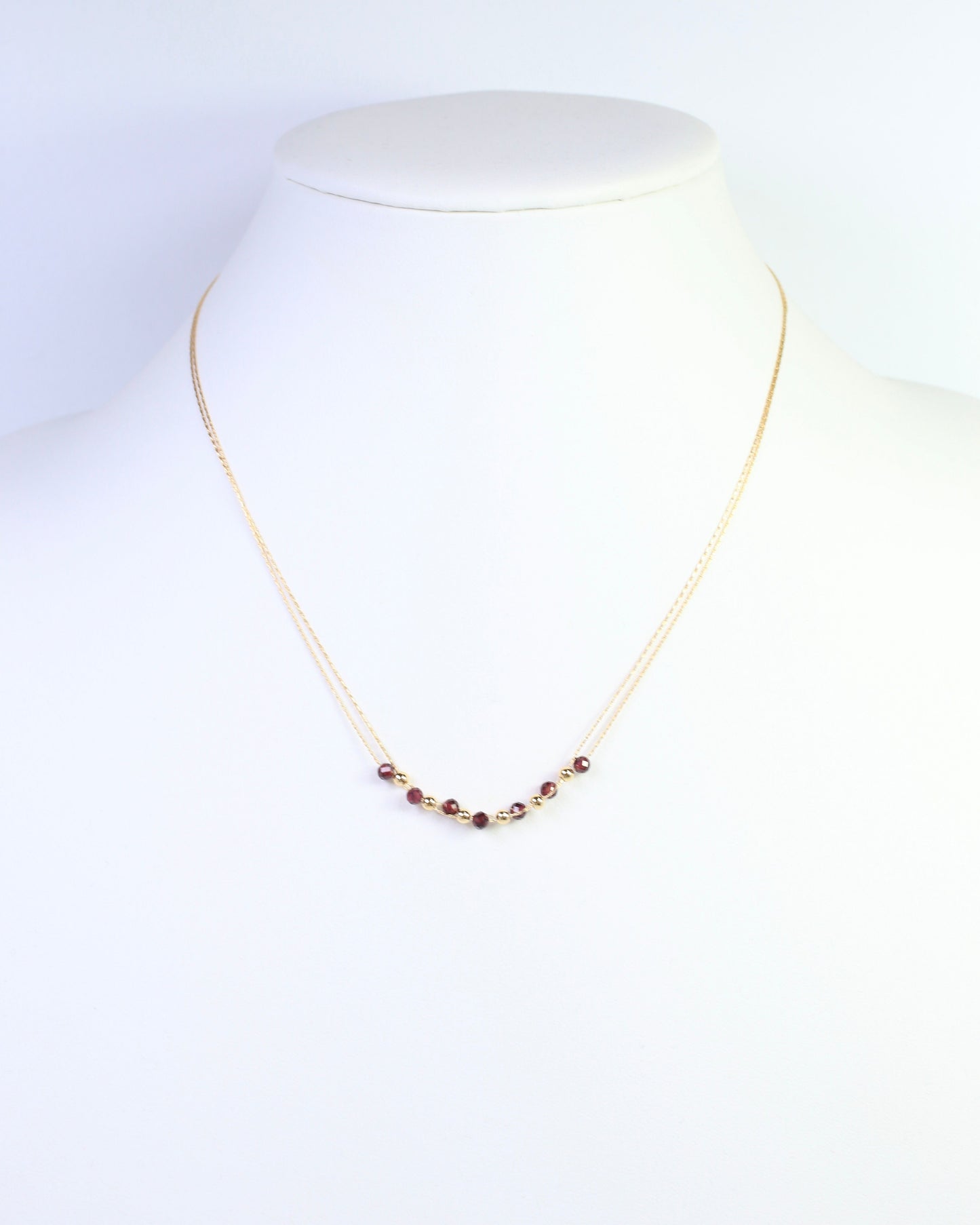 Paislee Double Strand Beaded Necklace Garnet