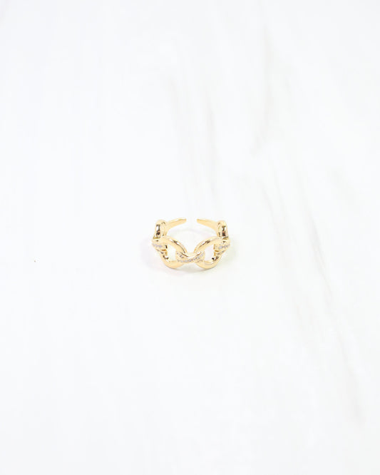 Poppy CZ Circle Link Ring WR Gold