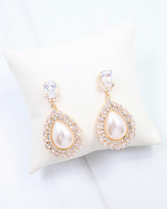 Anastasia Pearl CZ Dangle Earring Cream