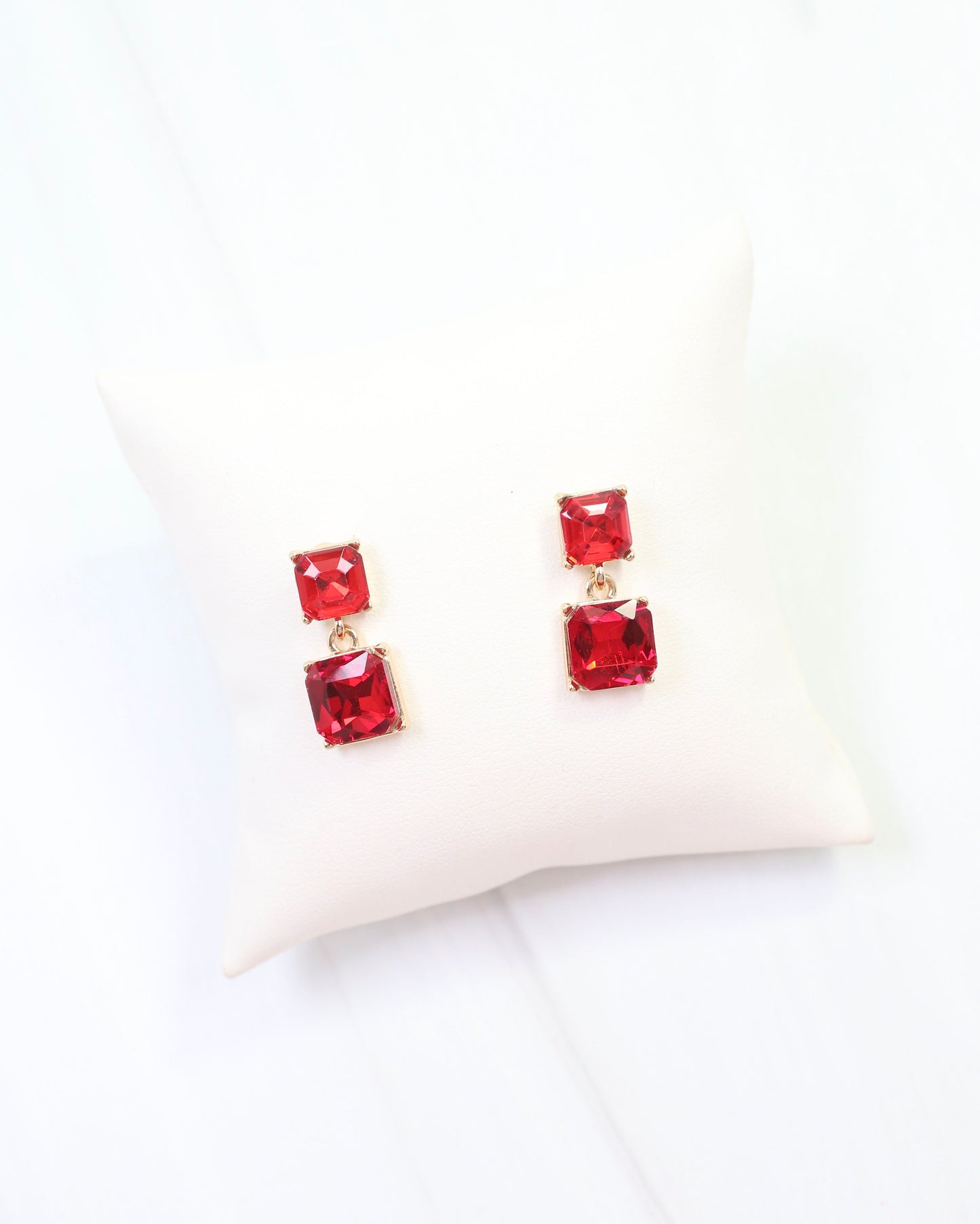 Dupree Crystal Drop Earring Red