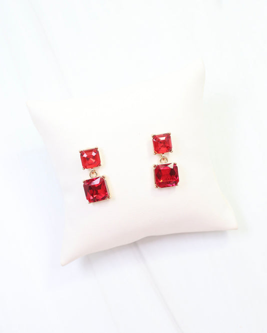 Dupree Crystal Drop Earring Red