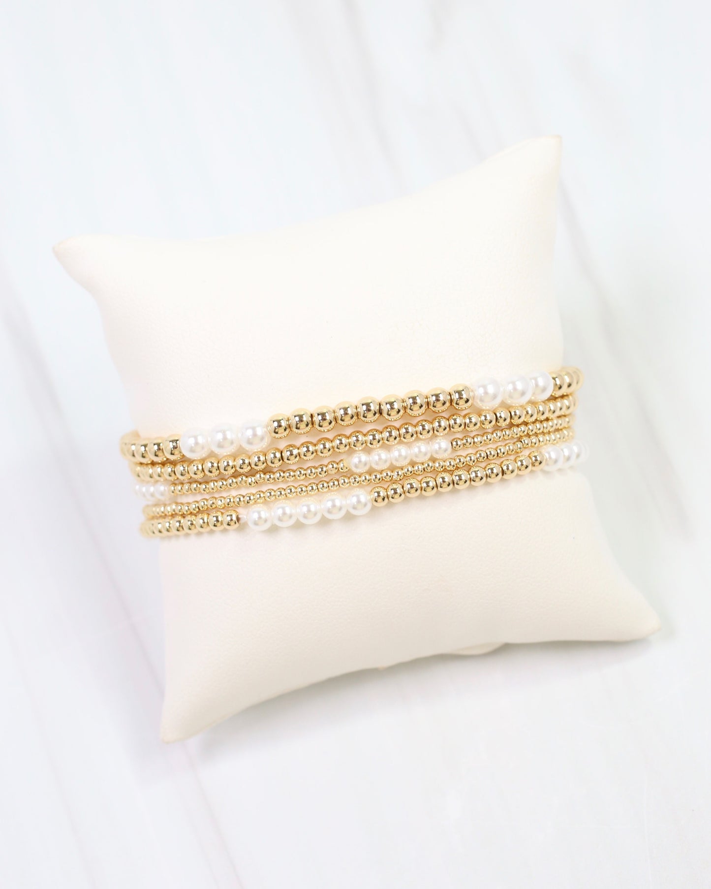 Bartlesville Pearl Beaded Bracelet Set Gold