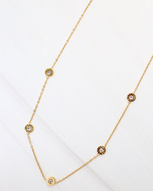 Remmy Roman Numeral  CZ Necklace Gold