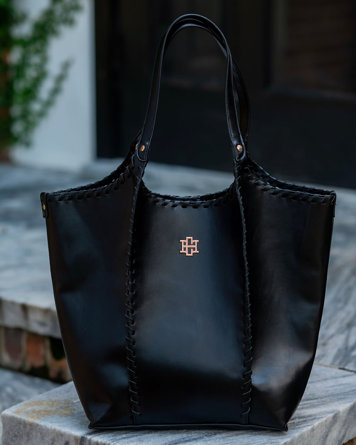 Emory Whipstitch Tote Black