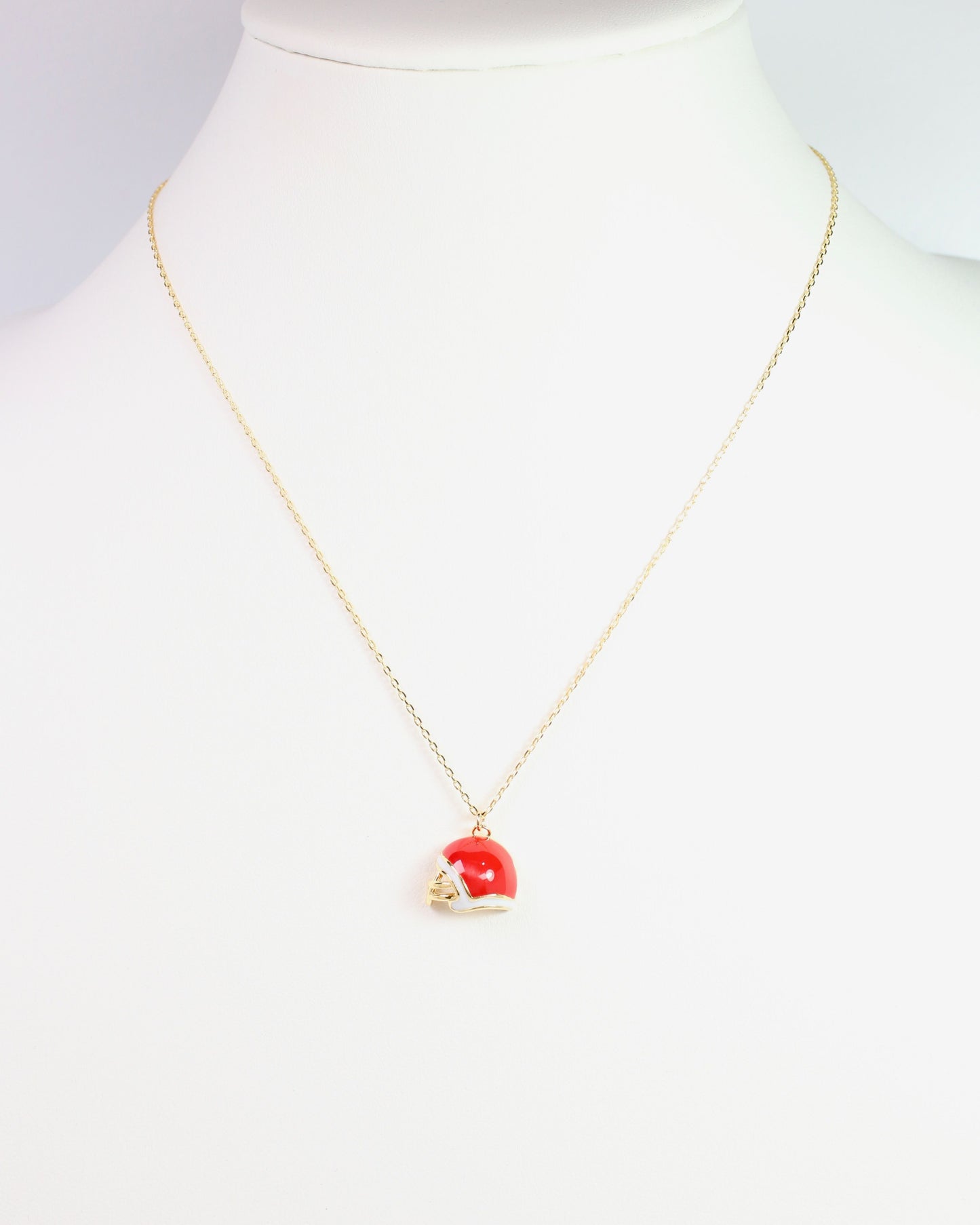 Enamel Helmet Necklace Red White