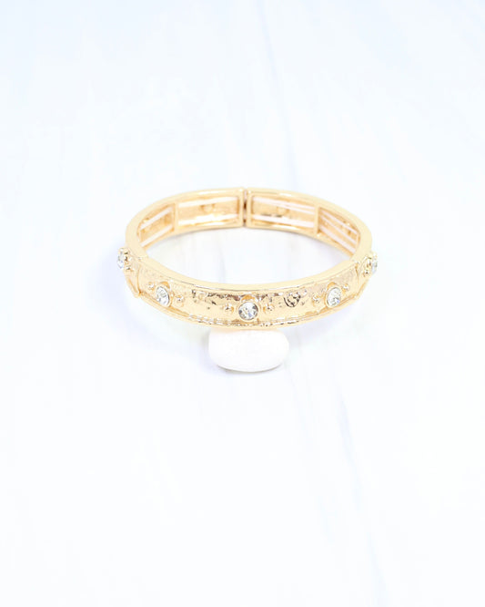 Kinley CZ Textured Stretch Bracelet Gold