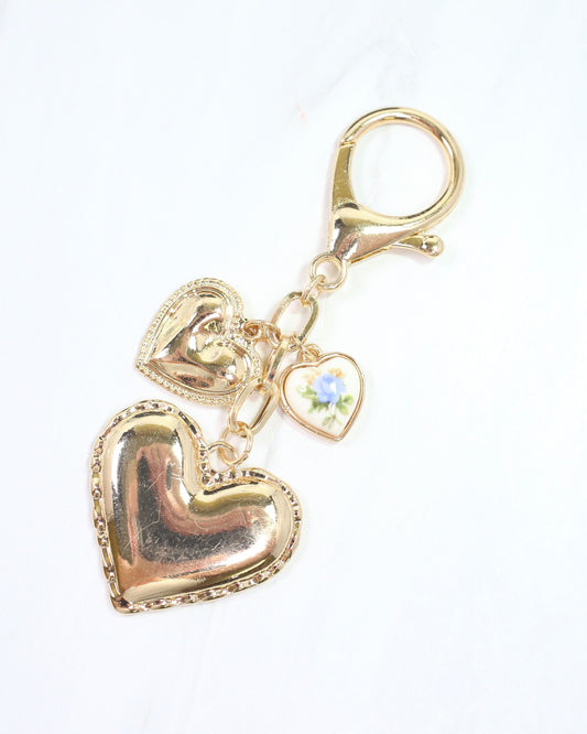 Tristan Heart Bag Charm Gold