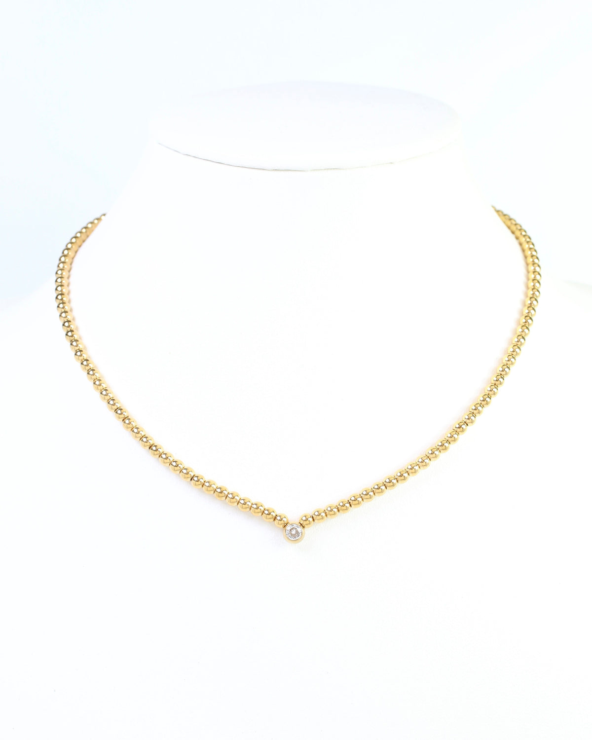 Rumi CZ Ball Necklace WP Gold