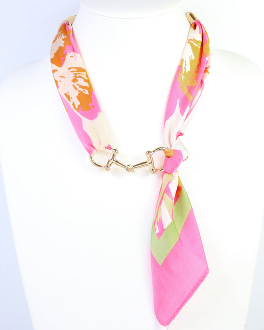 Lana Horsebit Scarf Necklace Pink Multi