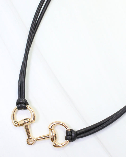 Ellery Horsebit Cord Necklace Black