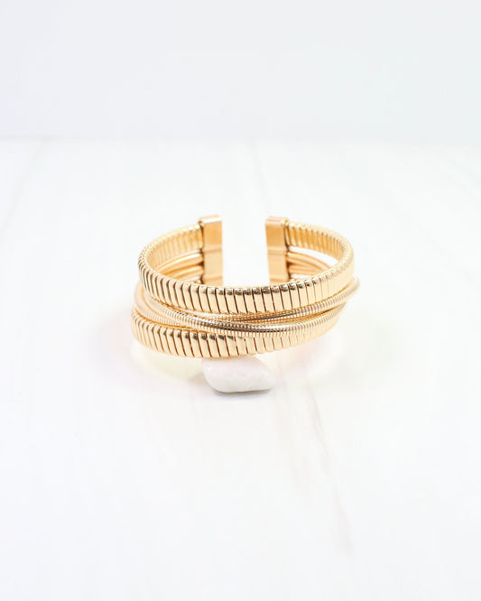 Diana Ribbed Cuff Bracelet Gold