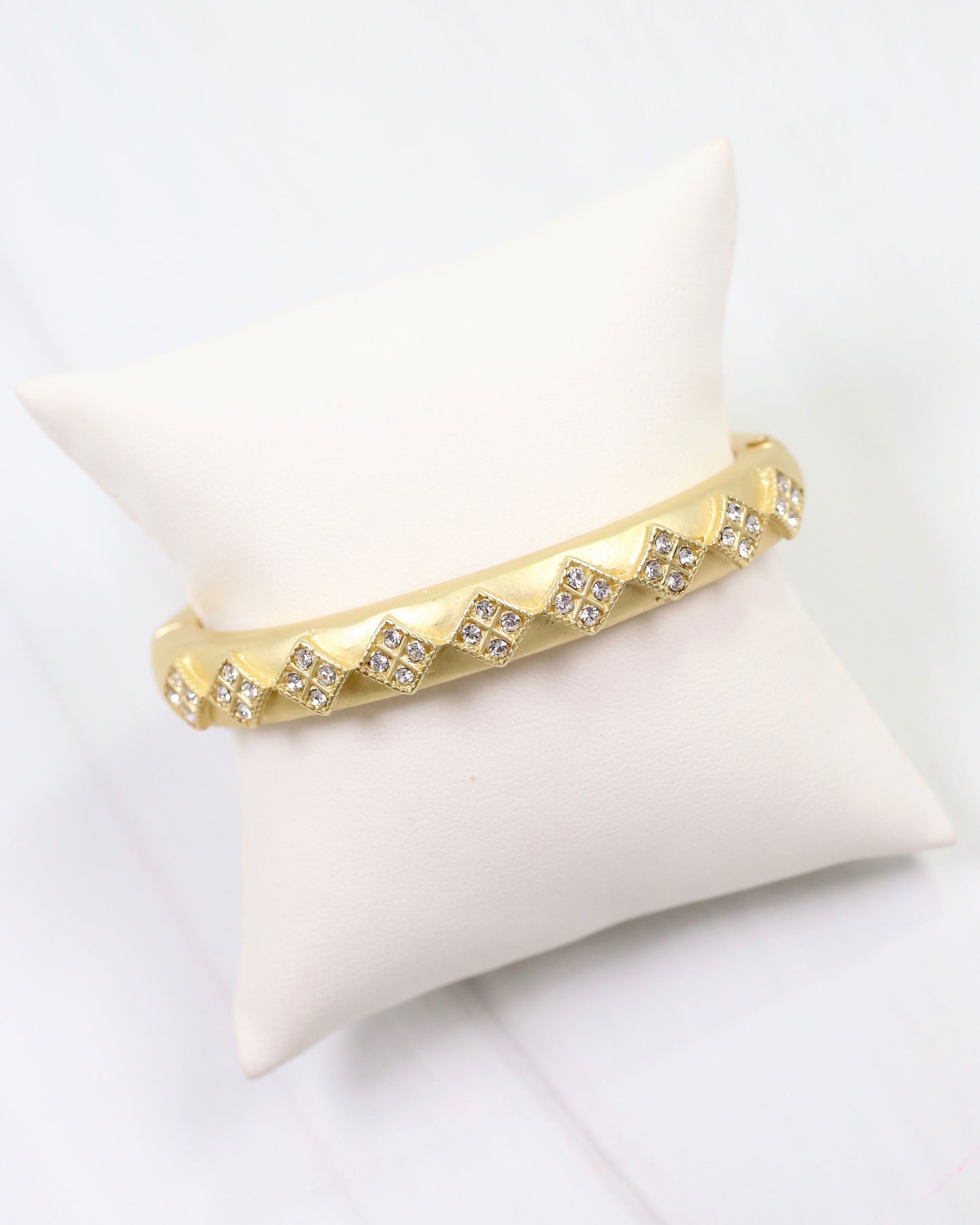 Daphne CZ Pave Bangle Bracelet Worn Gold
