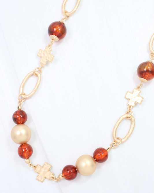 Crenshaw Cross Large Bead Necklace Tortoise