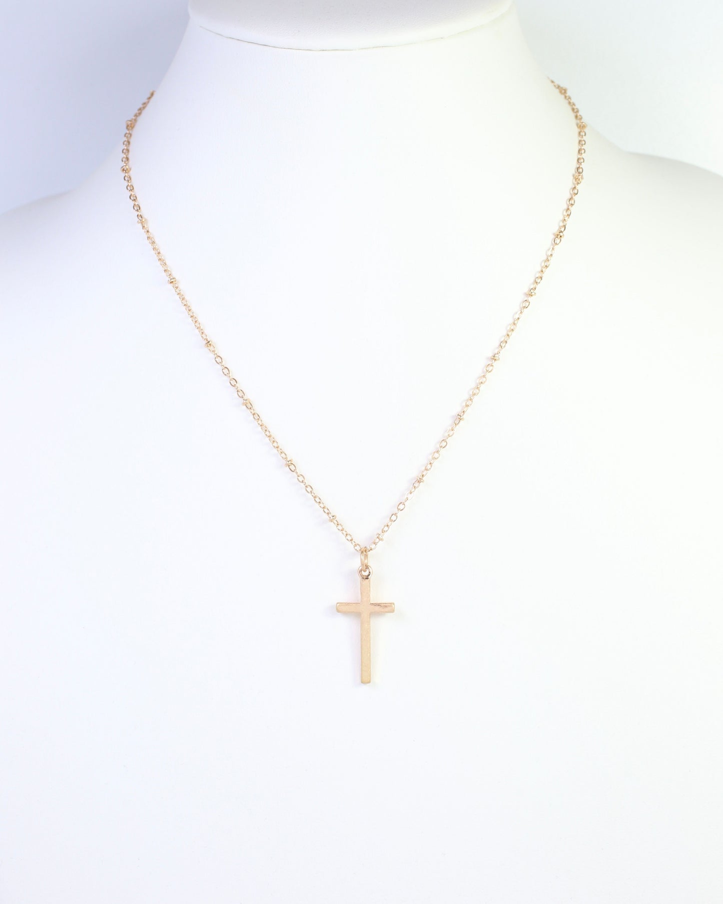 Cassandra Cross Necklace Worn Gold