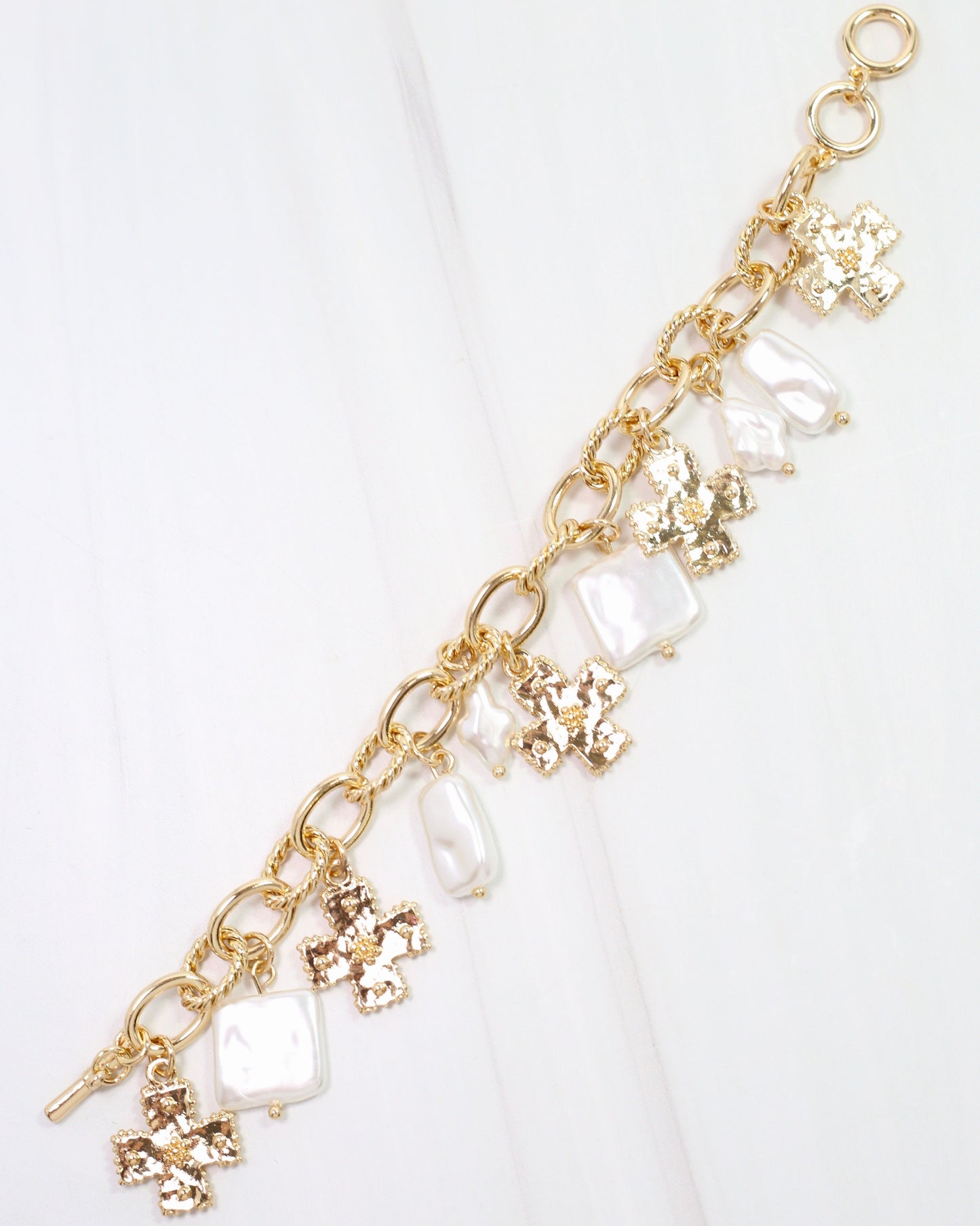 Pearson Cross Charm Bracelet Gold
