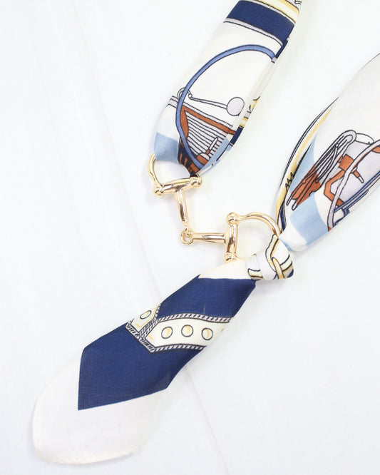 Lana Horsebit Scarf Necklace Navy