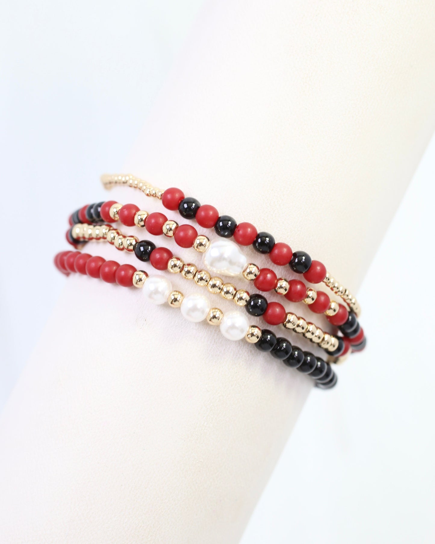 Josie Beaded Bracelet Set Garnet Black