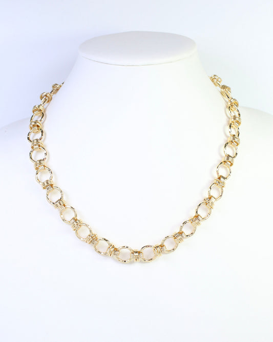Newark Circle Link Necklace Gold