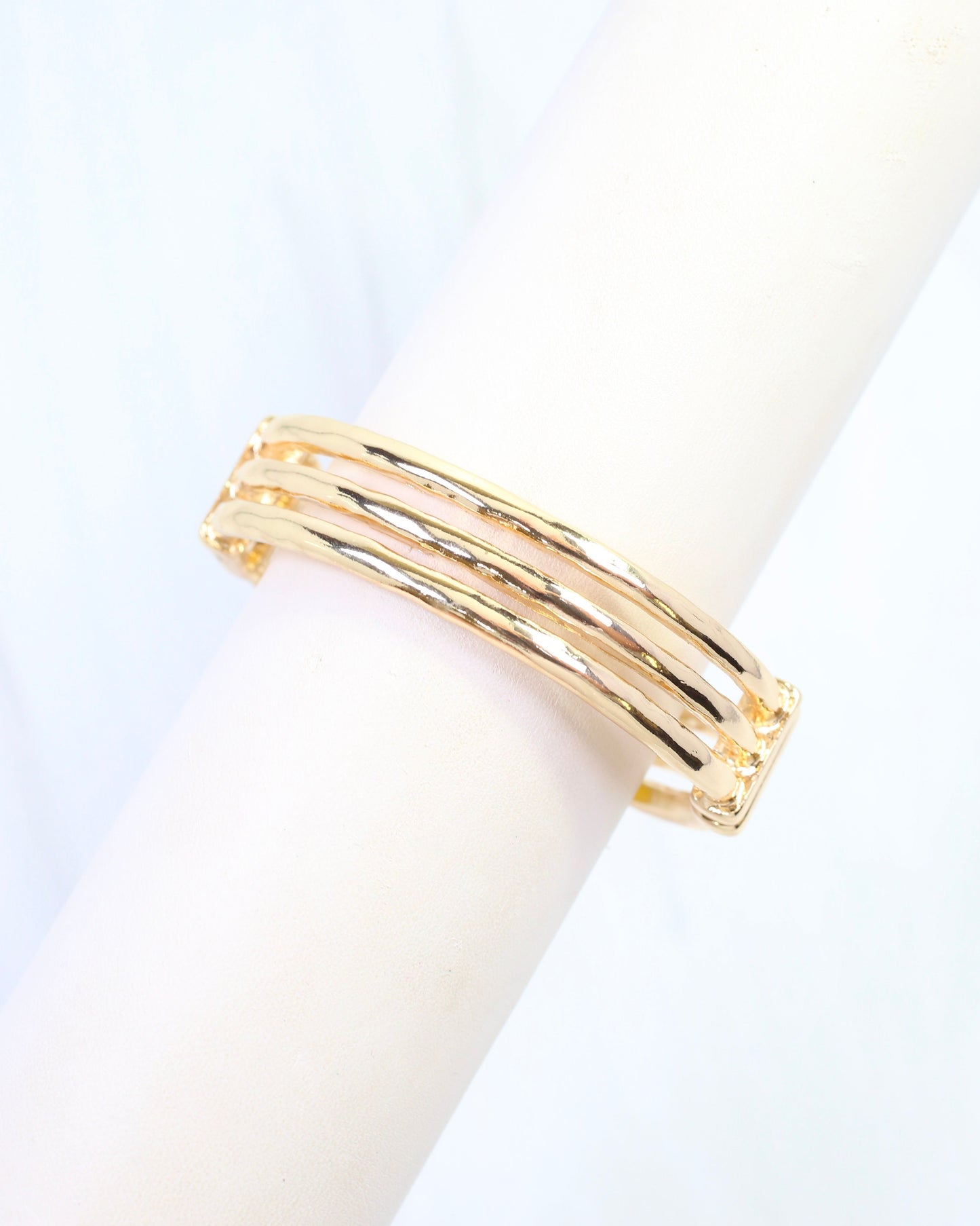 Katrina Three Row Hinged Bracelet Gold