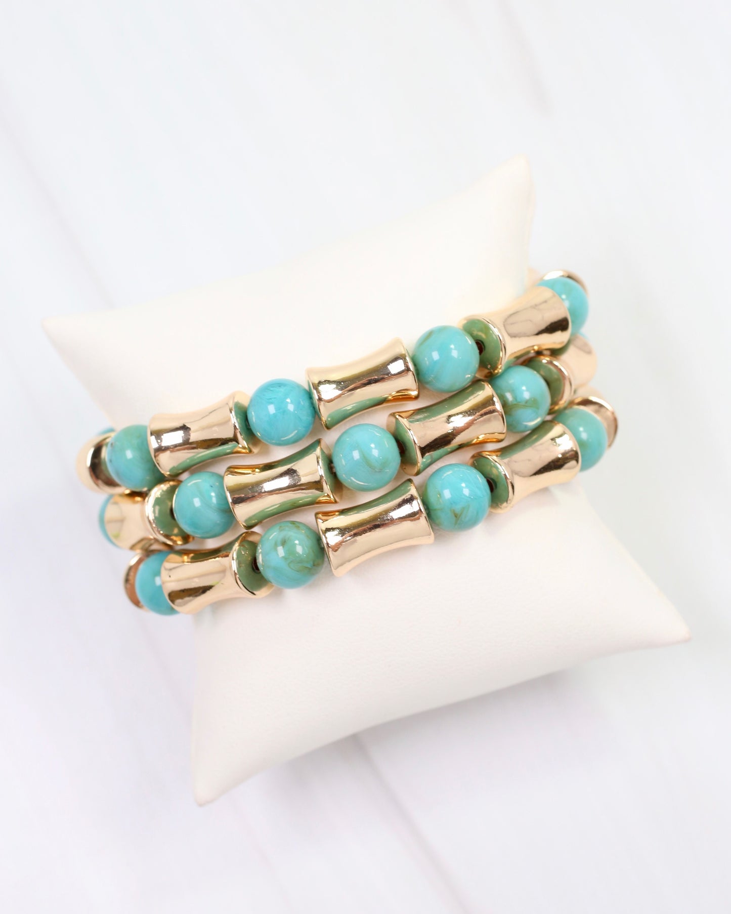 Vasto Bamboo Beaded Bracelet Set Turquoise
