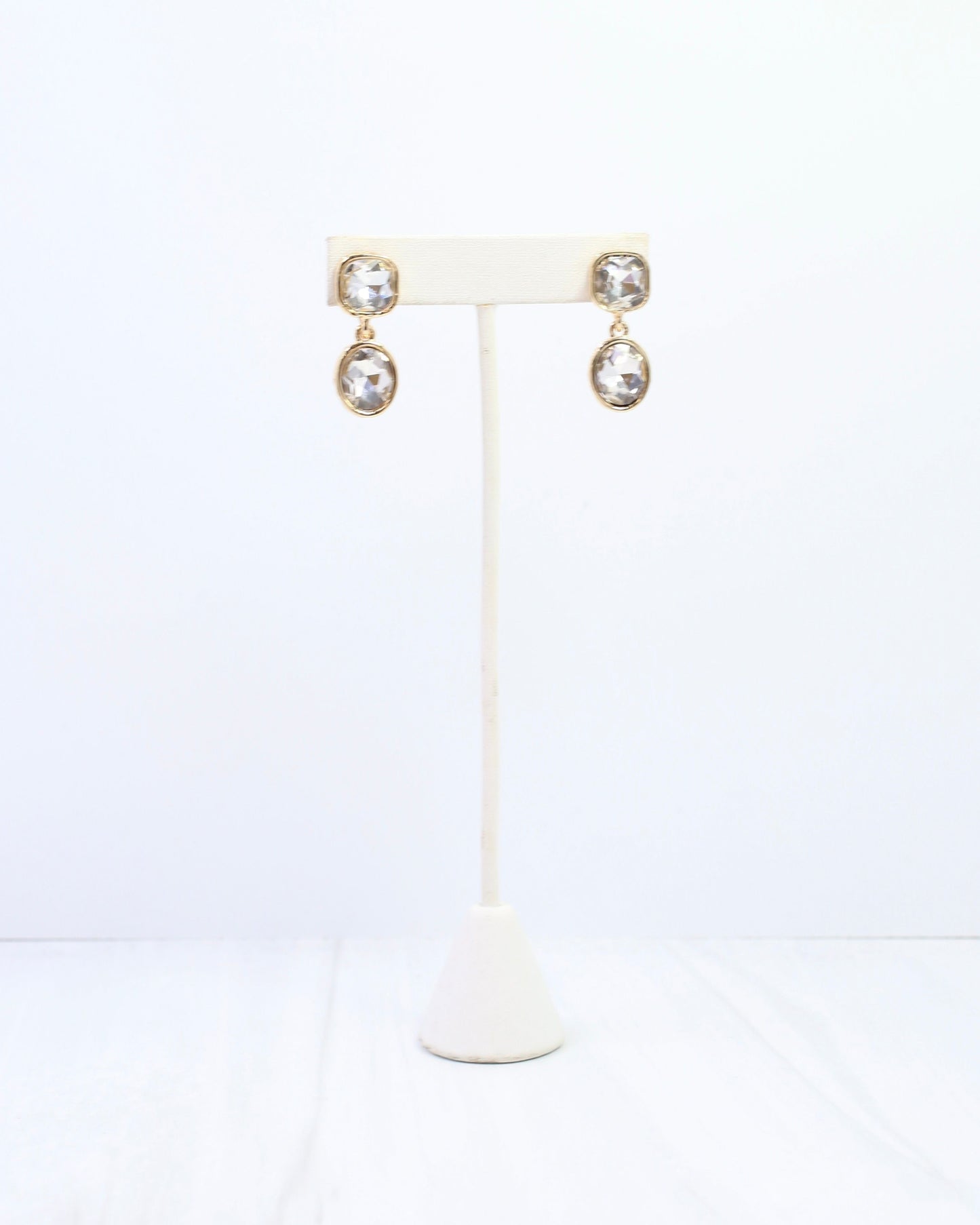 Elena Hammered Crystal Drop Earring Clear