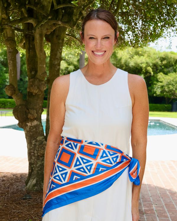 Barrett Tile Scarf Large Blue Orange
