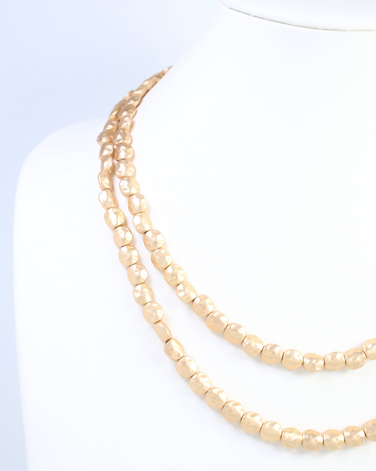 BellaMar Beaded Nugget Necklace Worn Gold