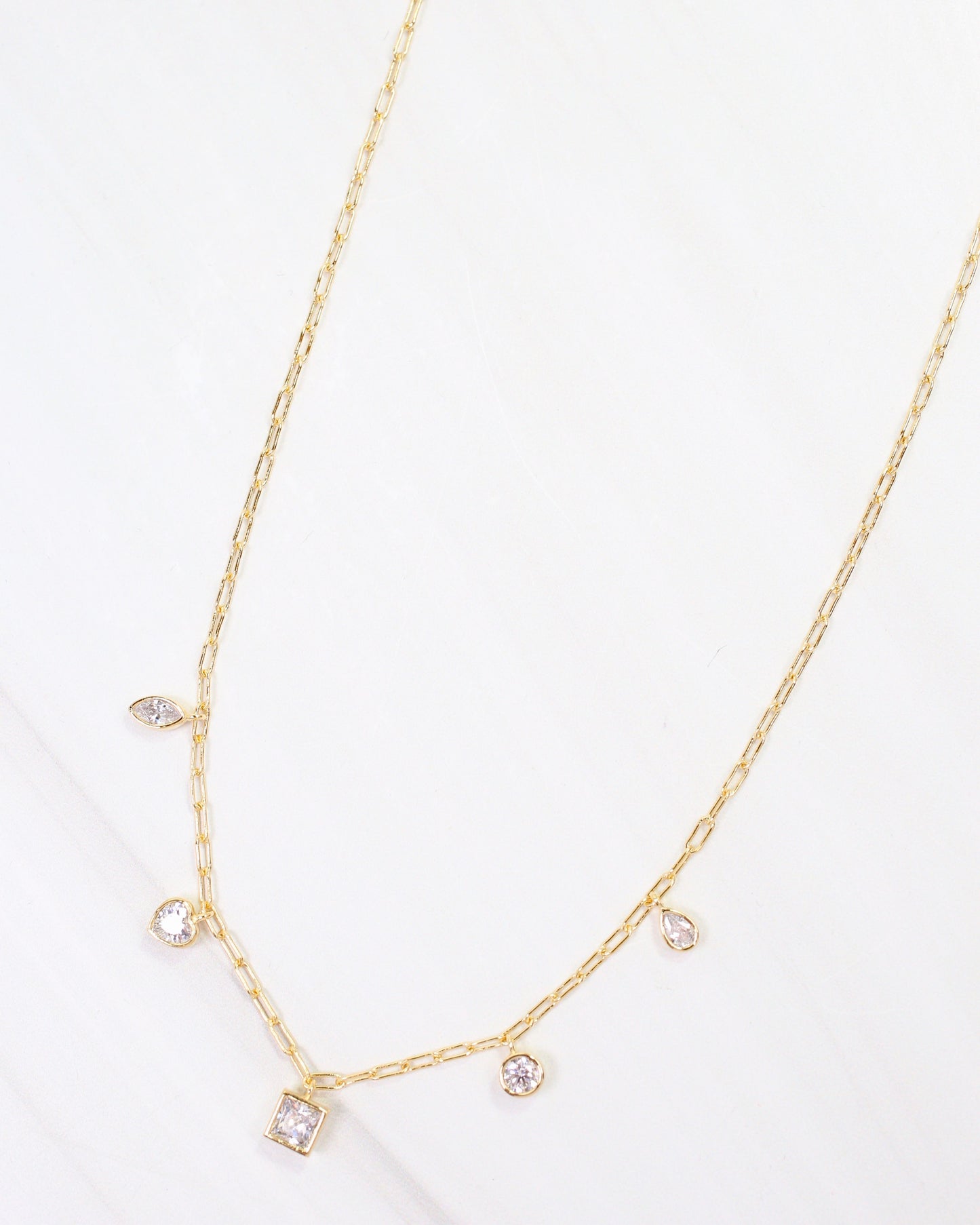 Boulder City CZ Charm Necklace WR Gold