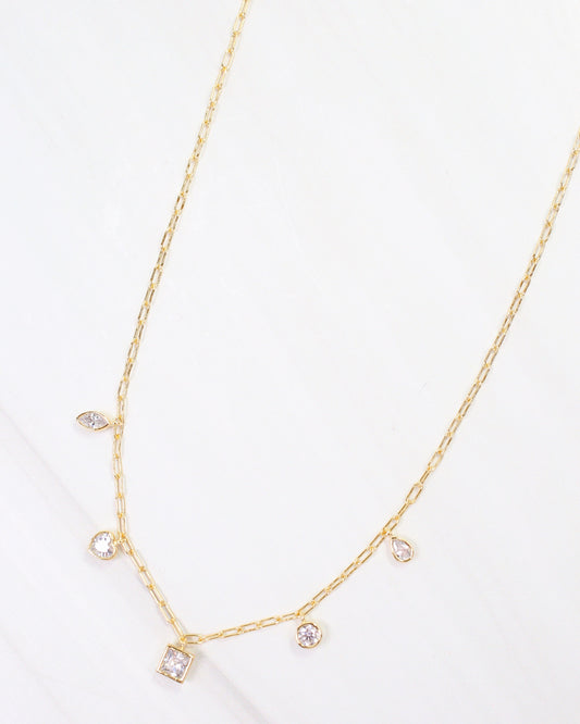 Boulder City CZ Charm Necklace WR Gold