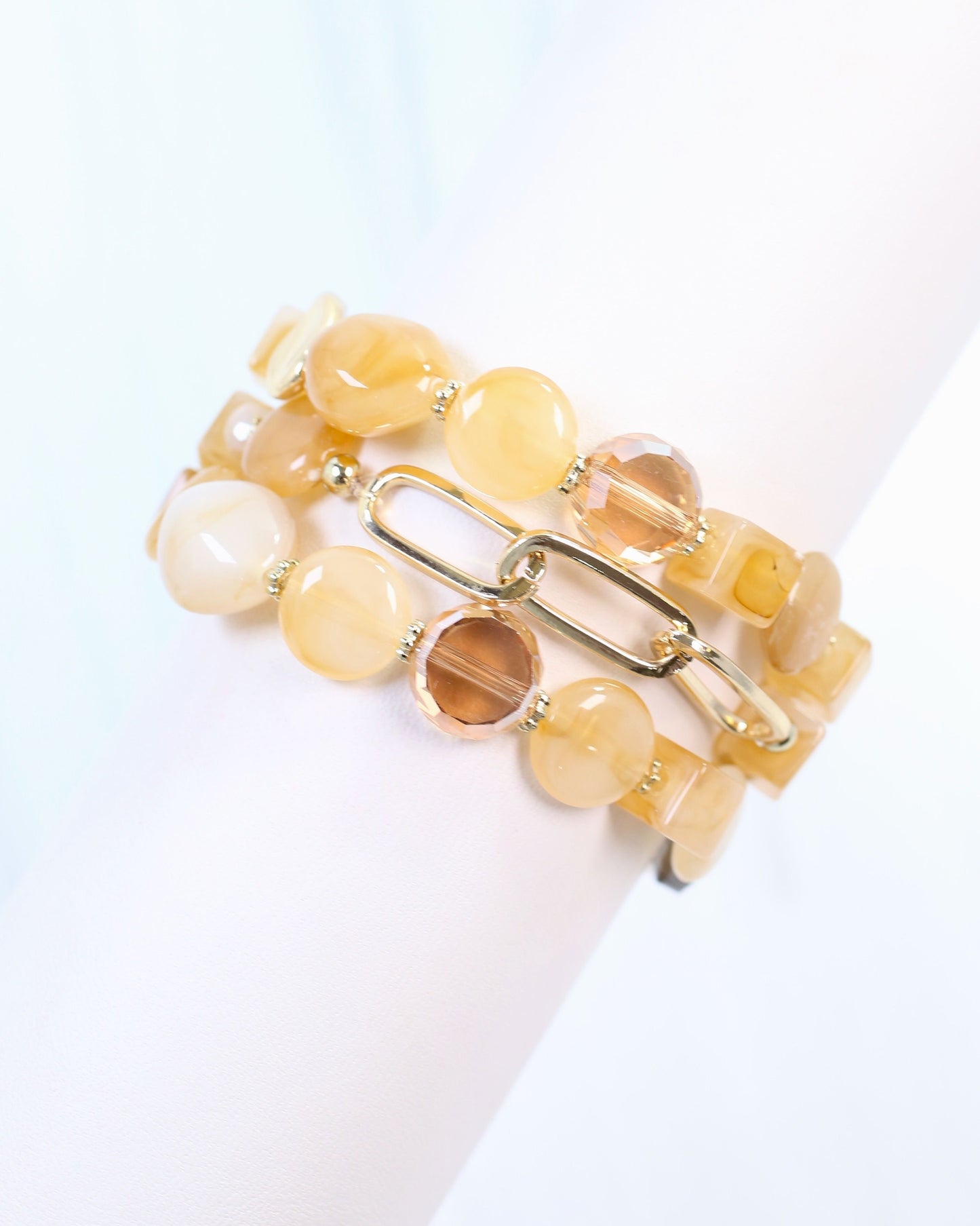 Clanton Beaded and Link Bracelet Set Natural