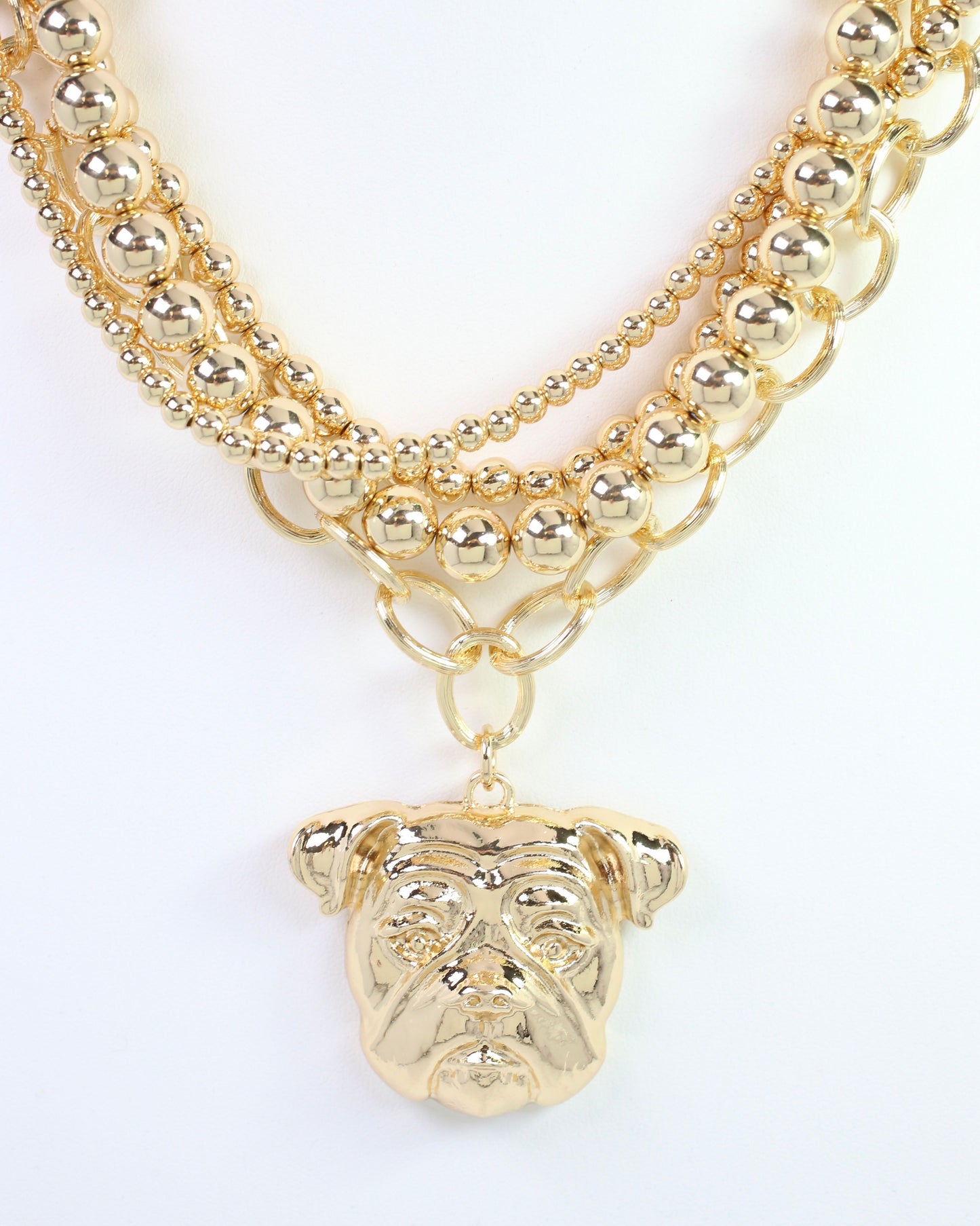 Bree Beaded Layered Necklace Dog Gold