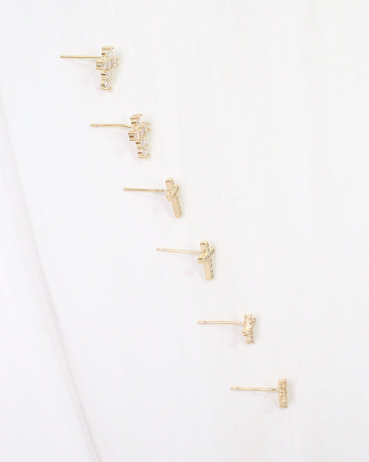 Montclair Set of Three Cross Earrings WR Gold