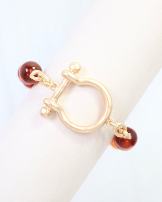 Hines Horsebit Beaded Stretch Bracelet Tortoise