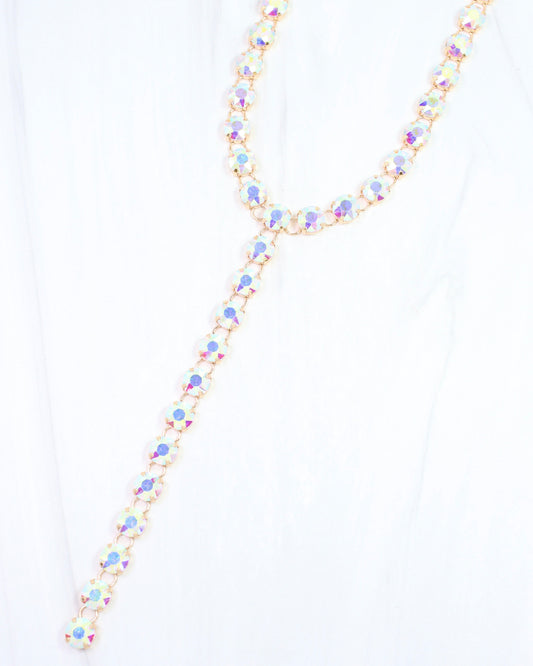 Andrea Rhinestone Y Necklace Clear AB