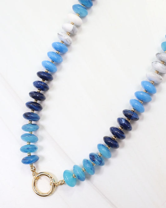 Fort Kent Stone Beaded Toggle Necklace Blue Multi